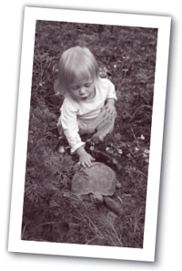Taylor's daughter makes friends with a desert tortoise