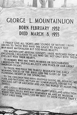 George L Mountainlion Memorial Plaque