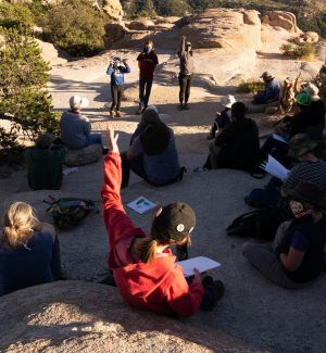 Kids walking along Desert Museum path