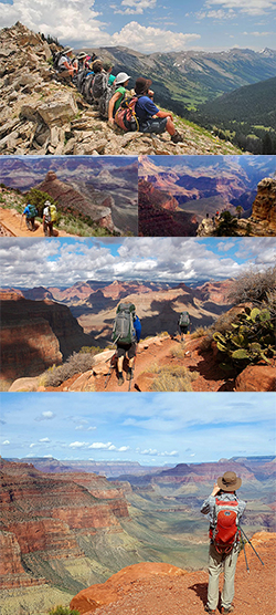 Images of hikers in the Grand Canyon