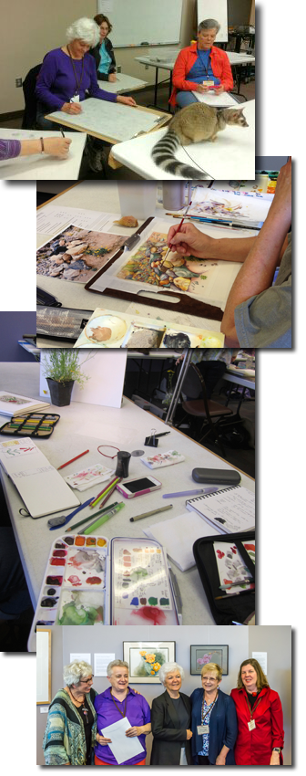 Artists working towards their certificate - collage of four photos