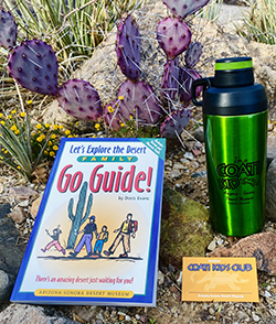 Water bottle, go guide and membership card