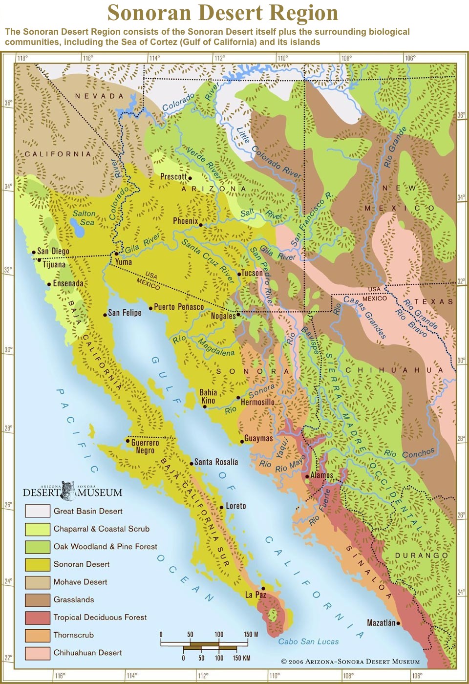 map of the sonoran desert Sonoran Desert Region Map map of the sonoran desert