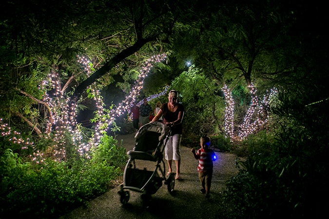 Mother and child in pushchair, walking the grounds