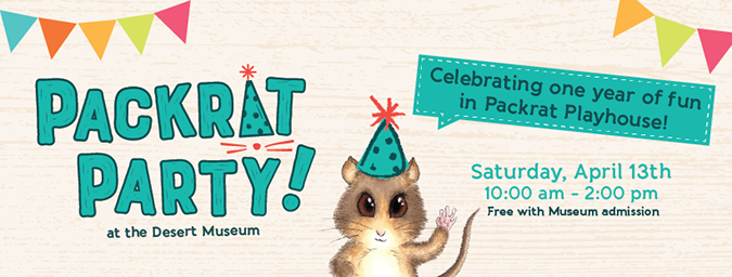 Packrat Party - Celebrating one year of fun in the Packrat Playhouse. Saturday April 13th, 10 to 2 pm. Free with Museum admission.