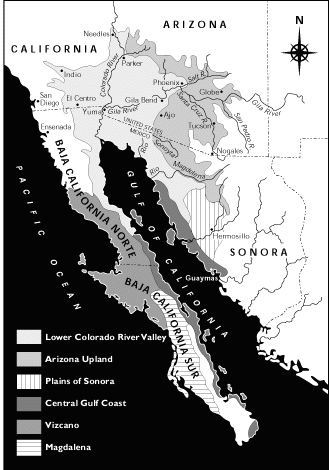 Map of the Sonoran Desert subdivisions